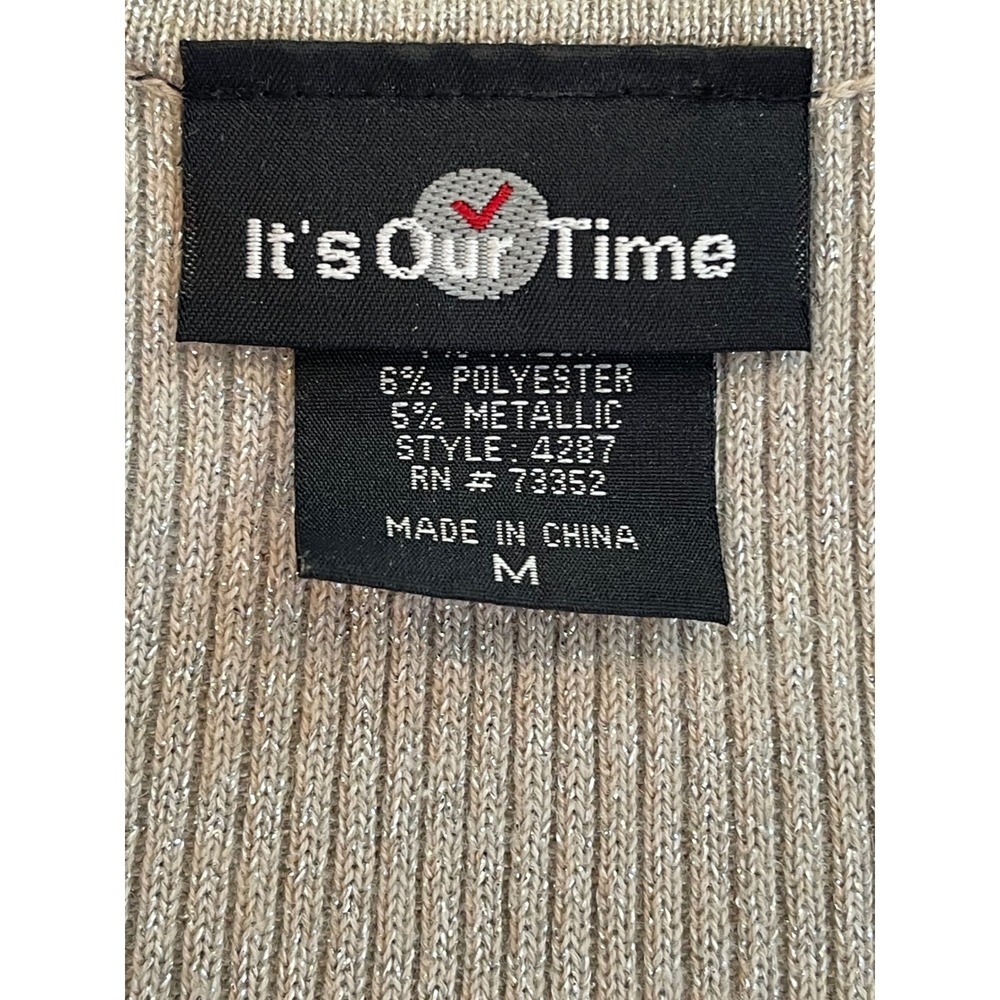 It's Our Time Silver Metallic Ribbed‎ Racerback Tank Top Medium - Picture 2 of 7